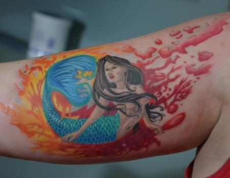 Tattoos - Splattered Watercolor Mermaid  - 95627